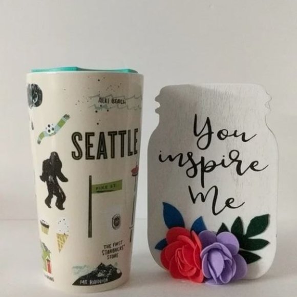 π» Starbucks Seattle Washington Double Wall Traveler Ceramic Tumbler NEW π»